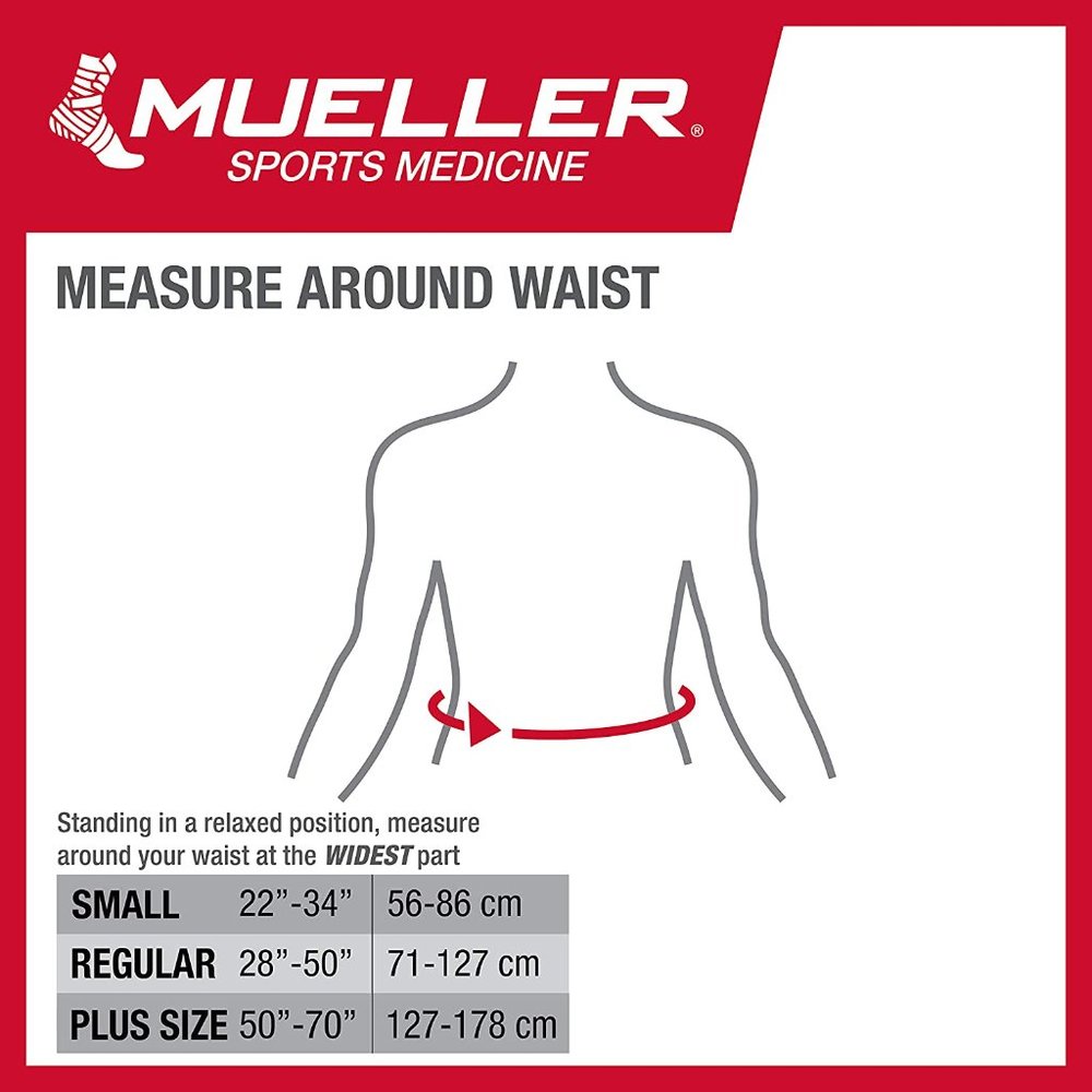 MUELLER 64179 Adjustable Back Brace w/ Removable Pad Fits WaistSize Plus 50-70in - Picture 2 of 6